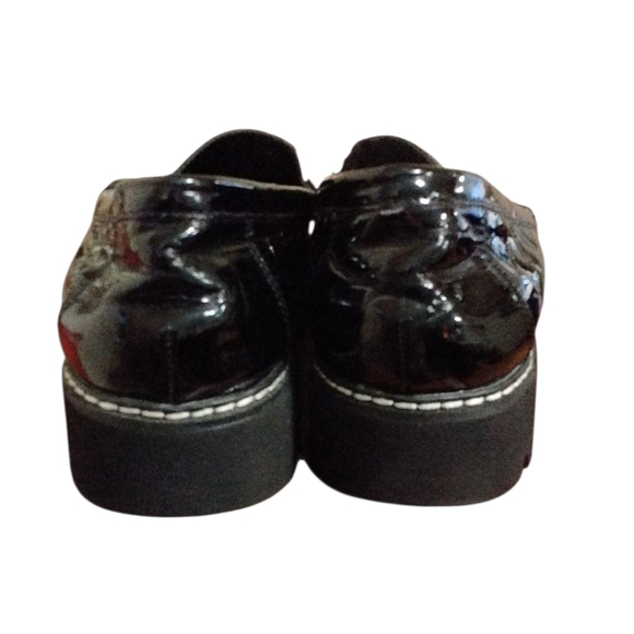 Donald Pliner Hope Chunky Black Crocodile Loafers Size 8.5 Lug Sole Flats - Picture 6 of 10